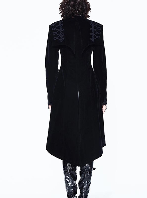 Gothic High Collar Black And Red Medium Length Autumn Winter Windbreaker
