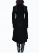 Gothic High Collar Black And Red Medium Length Autumn Winter Windbreaker