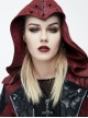Gothic Red PU Leather Hooded Rivet False Two Pieces Windbreaker