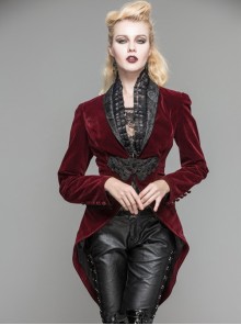 Gothic Red Or Black Suit Collar Slim Short Jacket