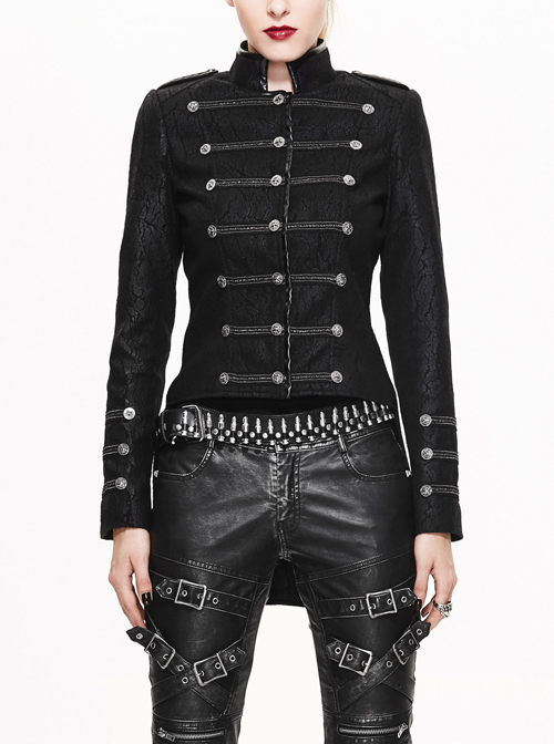 Gothic Stand Collar Black Slim Punk Short Jacket
