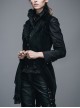 Goth Punk Black Stitching Medium Length Style Asymmetric Hem Vest