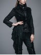 Goth Punk Black Stitching Medium Length Style Asymmetric Hem Vest
