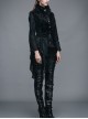 Goth Punk Black Stitching Medium Length Style Asymmetric Hem Vest
