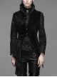 Goth Punk Black Stitching Medium Length Style Asymmetric Hem Vest