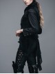 Goth Punk Black Stitching Medium Length Style Asymmetric Hem Vest