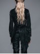 Goth Punk Black Stitching Medium Length Style Asymmetric Hem Vest