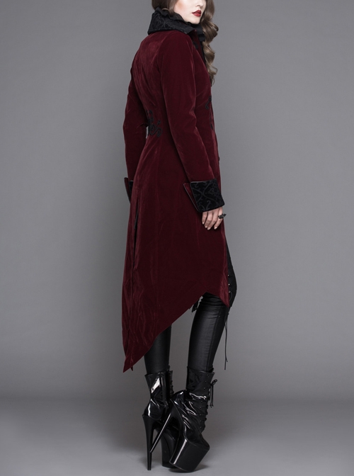 Gothic Delicate Embroidered Medium Length Slim Coat