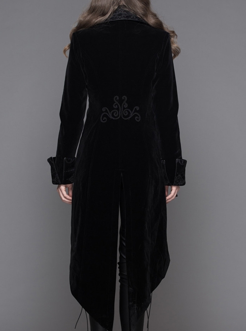 Gothic Delicate Embroidered Medium Length Slim Coat