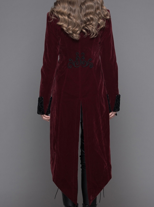 Gothic Delicate Embroidered Medium Length Slim Coat