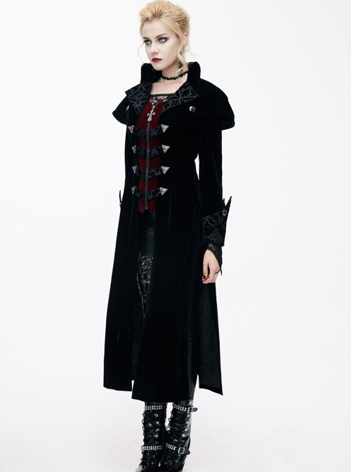 Gothic Red And Black Palace Retro Medium Length Style Coat