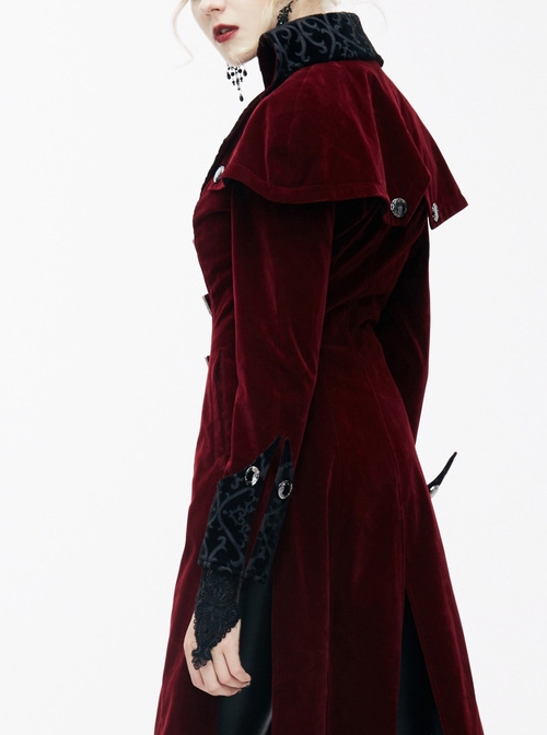 Gothic Red And Black Palace Retro Medium Length Style Coat