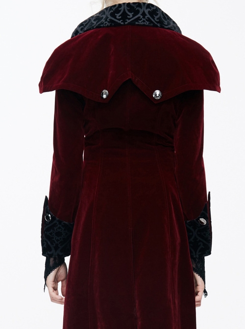 Gothic Red And Black Palace Retro Medium Length Style Coat