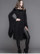 Gothic Pure Color Off Shoulder Trumpet Sleeve Black Lace Coat
