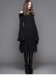 Gothic Pure Color Off Shoulder Trumpet Sleeve Black Lace Coat