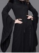 Gothic Pure Color Off Shoulder Trumpet Sleeve Black Lace Coat
