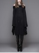 Gothic Pure Color Off Shoulder Trumpet Sleeve Black Lace Coat