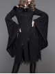 Gothic Pure Color Off Shoulder Trumpet Sleeve Black Lace Coat