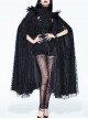 Halloween Costume Gothic Palace Style Black Lace Long Cloak
