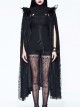 Halloween Costume Gothic Palace Style Black Lace Long Cloak