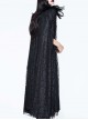Halloween Costume Gothic Palace Style Black Lace Long Cloak