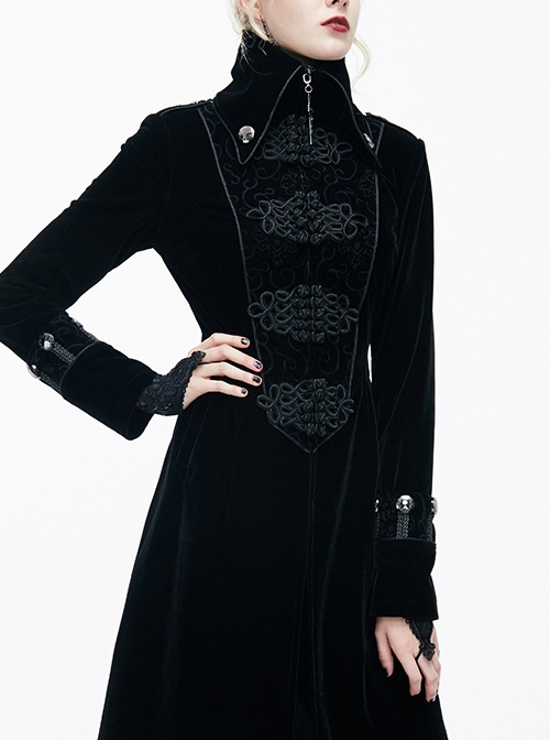 Gothic Black Women's Retro Stage Costume Stand Collar Coat