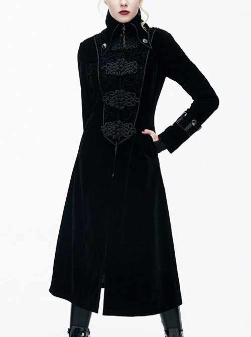 Gothic Black Women's Retro Stage Costume Stand Collar Coat