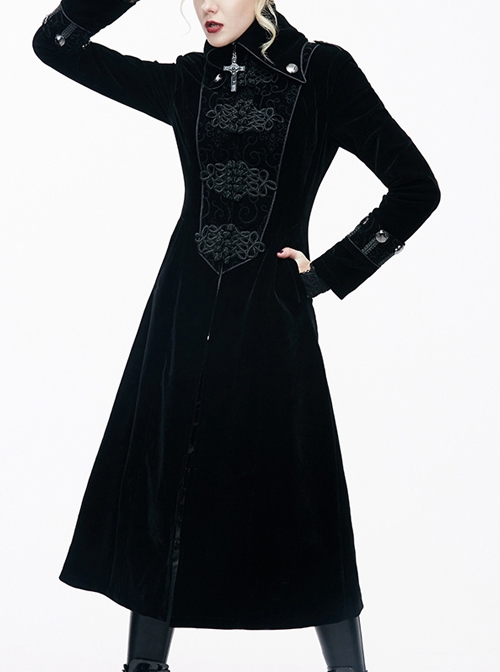 Gothic Black Women's Retro Stage Costume Stand Collar Coat