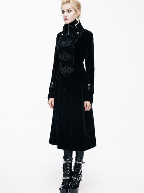 Gothic Black Women's Retro Stage Costume Stand Collar Coat