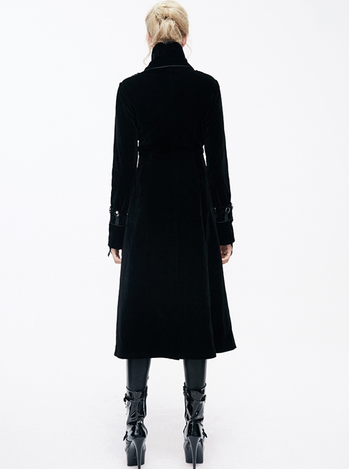 Gothic Black Women's Retro Stage Costume Stand Collar Coat