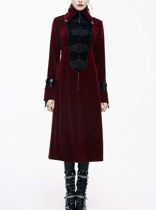 Gothic Red Women's Retro Stage Costume Stand Collar Coat