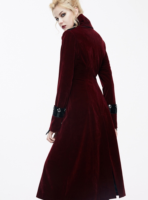 Gothic Red Women's Retro Stage Costume Stand Collar Coat