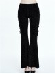 Steampunk Gothic Retro Dark Feather Pattern Ribbons Womens Flare Trousers