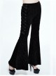 Steampunk Gothic Retro Dark Feather Pattern Ribbons Womens Flare Trousers