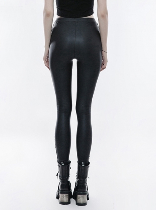 Gothic Black Hollow-out Skull Lace Embroidered Women's Leggings
