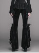 Gothic Black Leisure Feather Ruffle Lace Trumpet Trousers