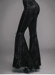 Gothic Black Leisure Feather Ruffle Lace Trumpet Trousers