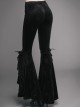 Gothic Black Leisure Feather Ruffle Lace Trumpet Trousers