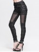 Gothic Black Slim Tattered Design Leisure Trousers