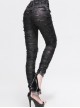 Gothic Black Slim Tattered Design Leisure Trousers