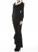 Gothic Elegant Black Lace Frilly Slim Long Trousers