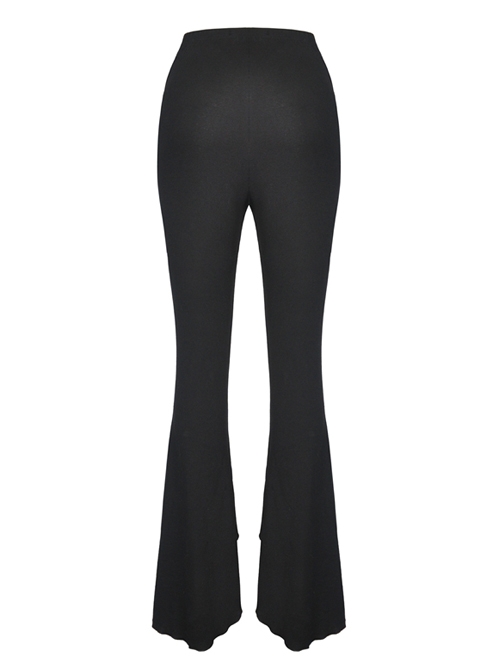 Gothic Elegant Black Lace Frilly Slim Long Trousers