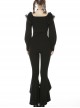Gothic Elegant Black Lace Frilly Slim Long Trousers