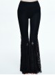 Gothic Black Medium-waist Pure-color Slim Individualized Elastic Flared Trousers