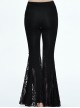 Gothic Black Medium-waist Pure-color Slim Individualized Elastic Flared Trousers