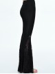 Gothic Black Medium-waist Pure-color Slim Individualized Elastic Flared Trousers