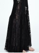 Gothic Black Medium-waist Pure-color Slim Individualized Elastic Flared Trousers