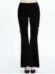 Gothic Black Casual Pants Feather Printing Lace-up High Waist Flared Trousers