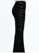 Gothic Black Casual Pants Feather Printing Lace-up High Waist Flared Trousers