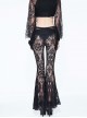 Gothic Black Sexy High Waist Lace Openwork Trousers Perspective Stitching Flared Trousers